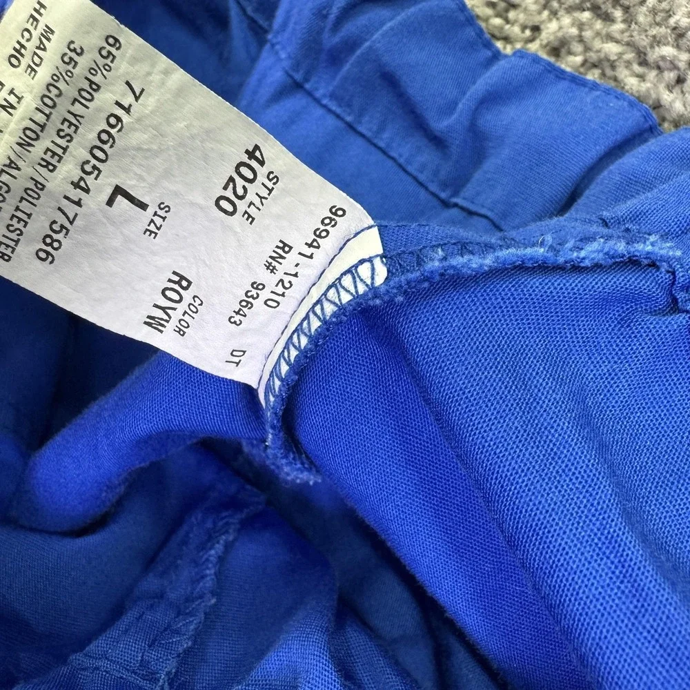 Cherokee Workwear Pants Mens L Blue Scrub Elastic Waist Drawstring Cargo Pockets